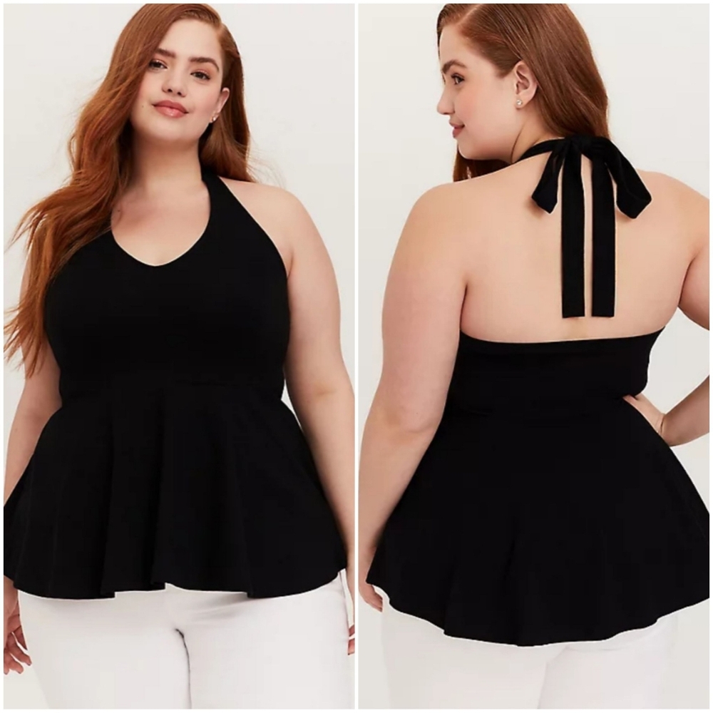 🆕️ Torrid Black Foxy Halter Neck Peplum Top